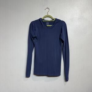 Free People Blue Hooded Athletic Pullover Sz XS